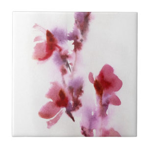 Abstract floral watercolor paintings 3 tile