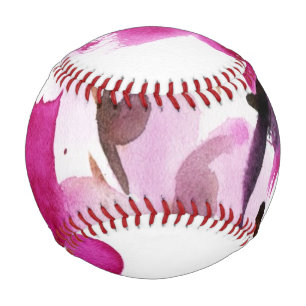 Abstract floral watercolor paintings 4 baseball