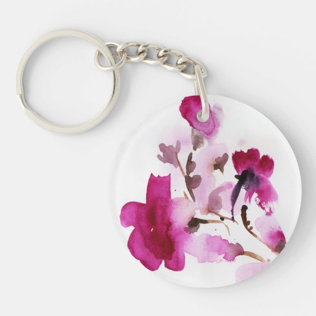 Abstract floral watercolor paintings 4 key ring (Front)