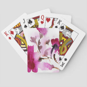 Abstract floral watercolor paintings 4 playing cards