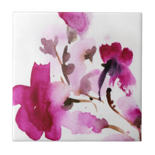 Abstract floral watercolor paintings 4 tile