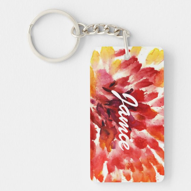 Abstract floral watercolor paintings 5 key ring (Front)