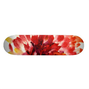 Abstract floral watercolor paintings 5 skateboard