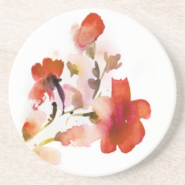 Abstract floral watercolor paintings coaster (Front)