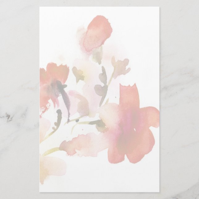 Abstract floral watercolor paintings stationery (Front)