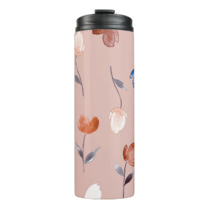 Abstract Floral Watercolor: Pastel Seamless. Thermal Tumbler