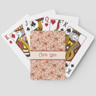 Abstract Floral Watercolor Pattern Autumn Colors Playing Cards