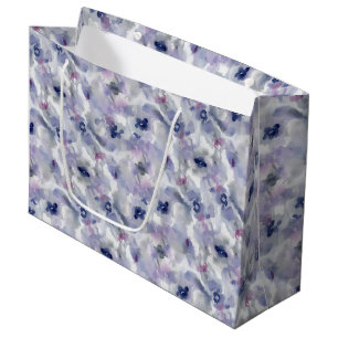 Abstract Floral Watercolor Pattern Lavender Blue Large Gift Bag