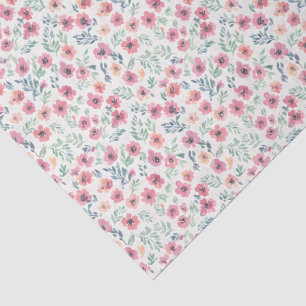 Abstract Floral Watercolor Teal Pink Peach Tissue Paper