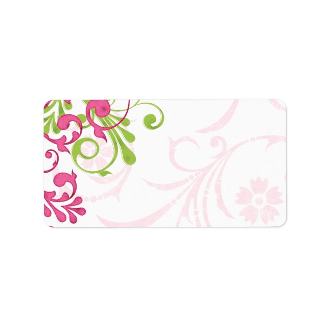 Abstract Floral Wedding Blank Address Mailing Label (Front)