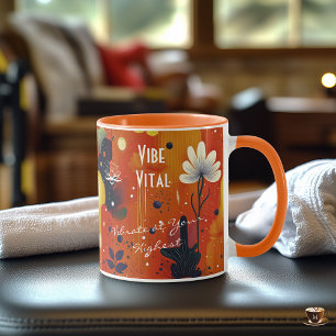 Abstract floral wellness art in warm earthy tones mug