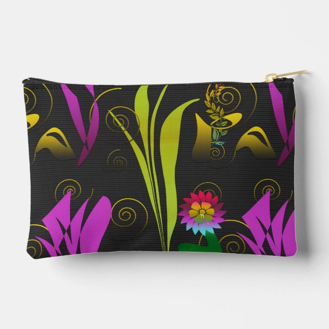 Abstract Floral with Spirals 1 Accessory Pouch (Back)