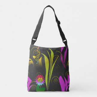 Abstract Floral with Spirals 1 Crossbody Bag