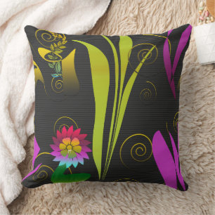 Abstract Floral with Spirals 1 Cushion