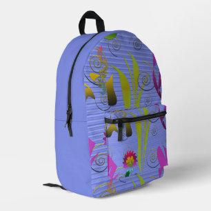 Abstract Floral with Spirals 5 Printed Backpack