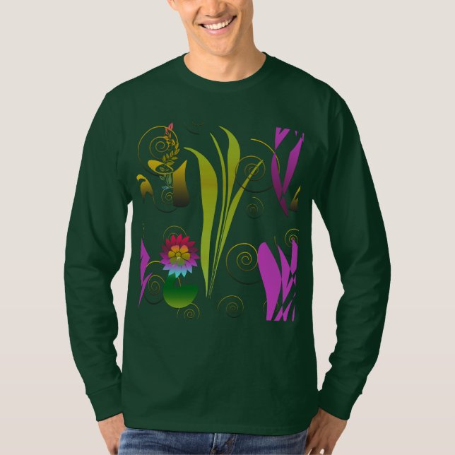 Abstract Floral with Spirals T-Shirt (Front)
