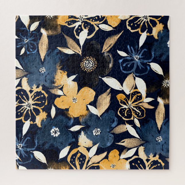 Abstract Florals: Watercolor Repeating Pattern Jigsaw Puzzle (Vertical)