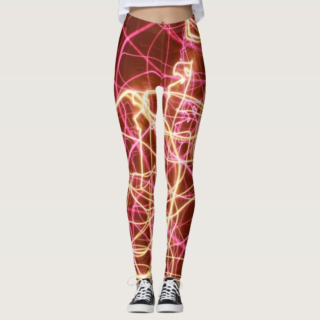 Abstract florescent lines leggings (Front)