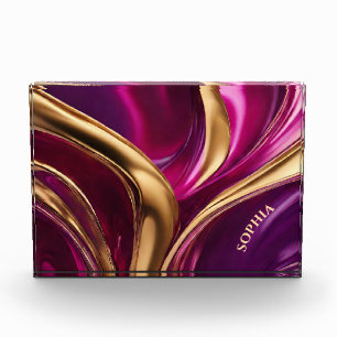 Abstract Flow Art- Fuchsia Purple and Gold- Photo Block