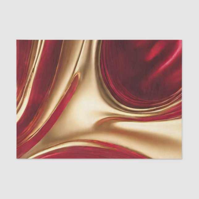 Abstract Flow Art-Red and Gold- Tissue Paper (Front)