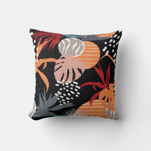 Abstract flower and tropical leaves drawing seamle cushion