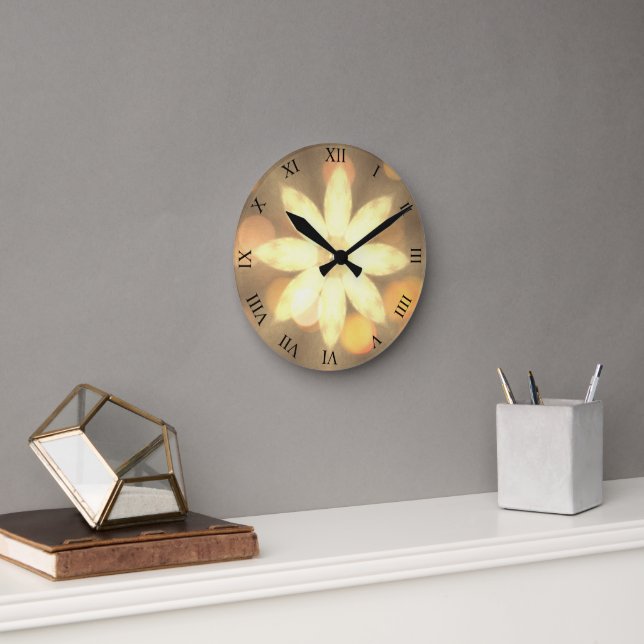 Abstract Flower Bokeh Round Clock (Office)
