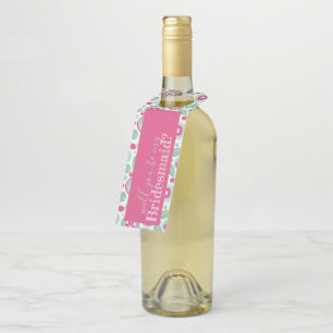 Abstract Flower Bottle Hangers Hot Pink Mint Green