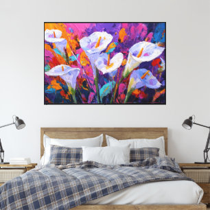 Abstract Flower Canvas Art – Vibrant Floral Painti