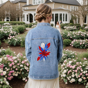 Abstract Flower Denim Jacket