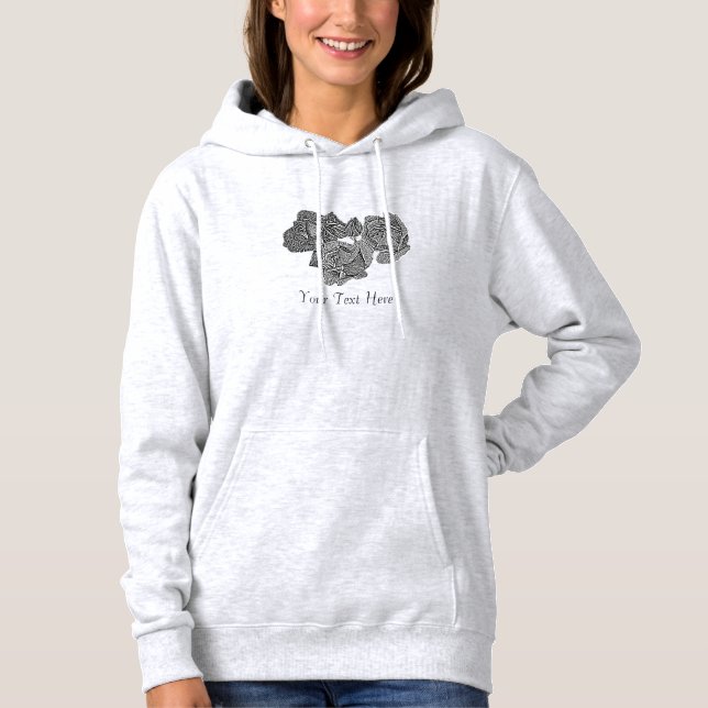 abstract flower design of black and white roses hoodie (Front)