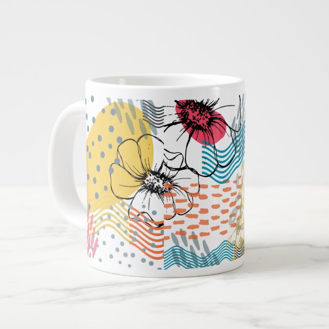 Abstract flower designed coffee mug (Front Left)