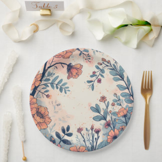 Abstract Flower Designed Paper Plate