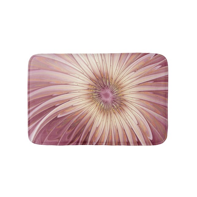 Abstract Flower Fractal Art & Shades of Burgundy Bath Mat (Front)