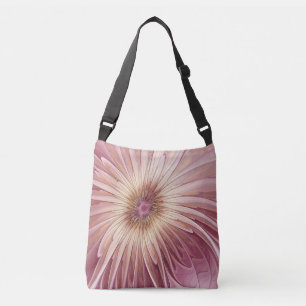 Abstract Flower Fractal Art & Shades of Burgundy Crossbody Bag