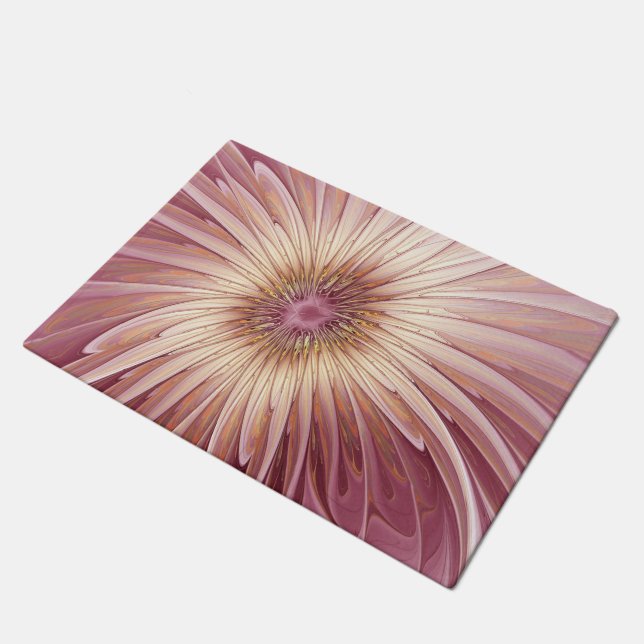 Abstract Flower Fractal Art & Shades of Burgundy Doormat (Angled)