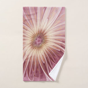 Abstract Flower Fractal Art & Shades of Burgundy Hand Towel