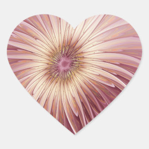 Abstract Flower Fractal Art & Shades of Burgundy Heart Sticker