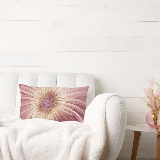 Abstract Flower Fractal Art & Shades of Burgundy Lumbar Cushion (Couch)