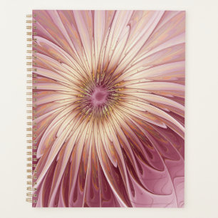Abstract Flower Fractal Art & Shades of Burgundy Planner