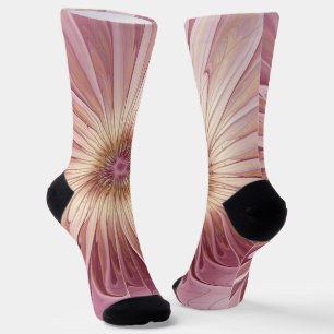 Abstract Flower Fractal Art & Shades of Burgundy Socks