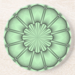 Abstract Flower in Pale Green Coaster