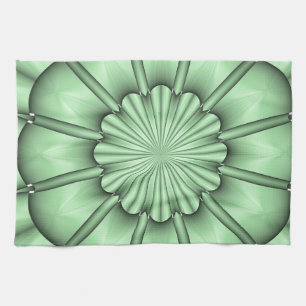 Abstract Flower in Pale Green Tea Towel