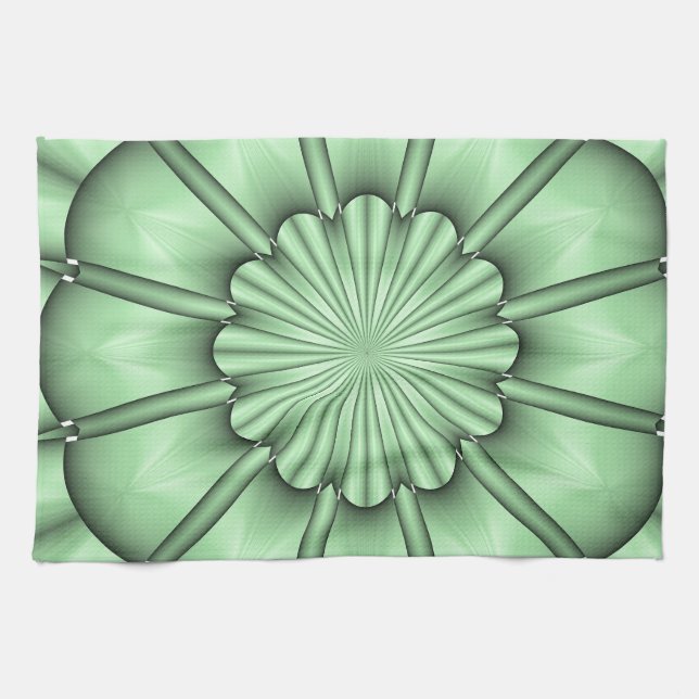 Abstract Flower in Pale Green Tea Towel (Horizontal)