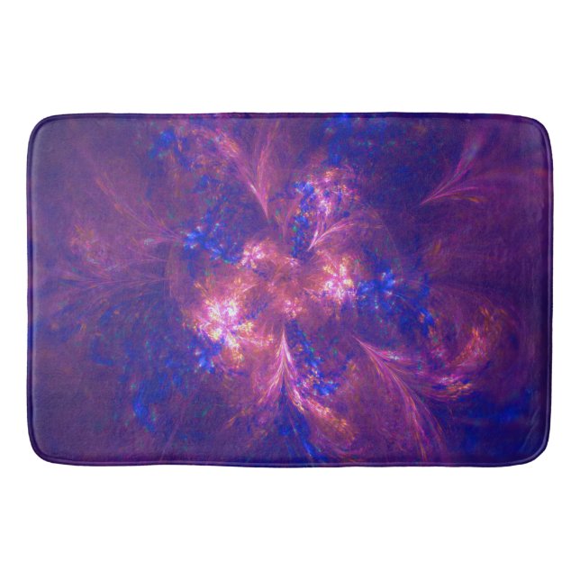 Abstract Flower Light Purple And Blue Patterns Mix Bath Mat (Front)