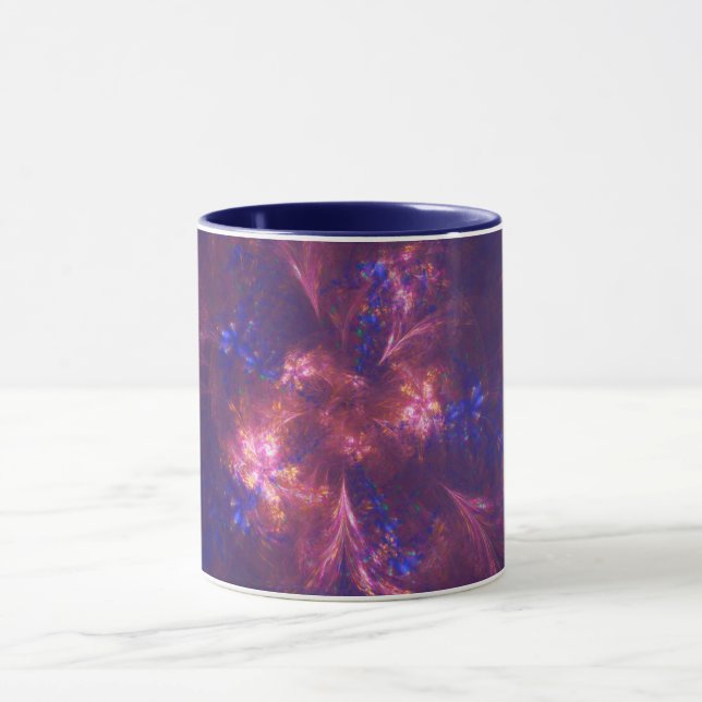 Abstract Flower Light Purple And Blue Patterns Mix Mug (Center)