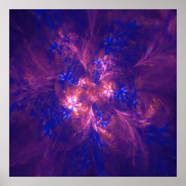 Abstract Flower Light Purple And Blue Patterns Mix Poster (Front)