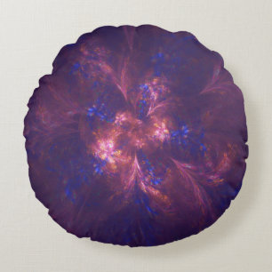 Abstract Flower Light Purple And Blue Patterns Mix Round Cushion