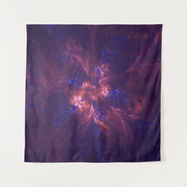 Abstract Flower Light Purple And Blue Patterns Mix Tapestry (Front)