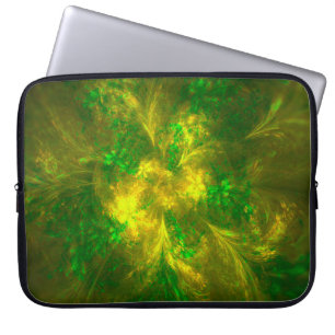 Abstract Flower Light Yellow And Green Patterns Laptop Sleeve