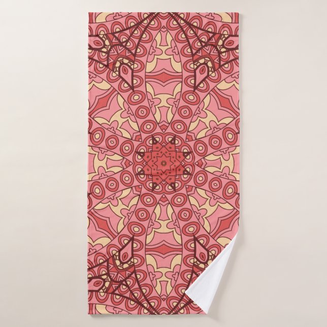 Abstract flower mandala ethnic seamless pattern bath towel (Bath Towel)